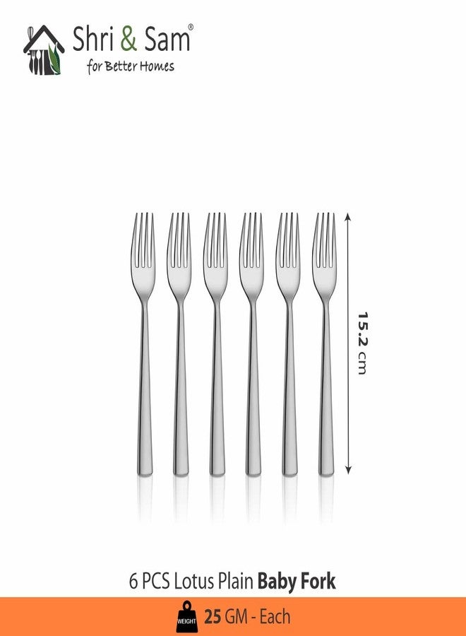 Shri & Sam Stainless Steel Lotus Plain Baby Fork,6 Pieces - Image 2